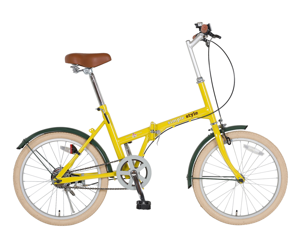 【KCD】20型折りたたみ自転車　シンプルスタイル　ハーヴェストイエロー