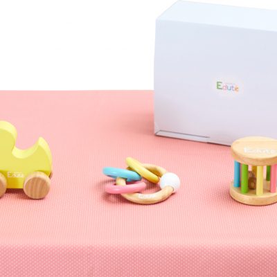 【Edute baby&kids】ベビーギフト3点セット(アヒル)　コロコロラトル・3リングラトル・ベビーダック各1