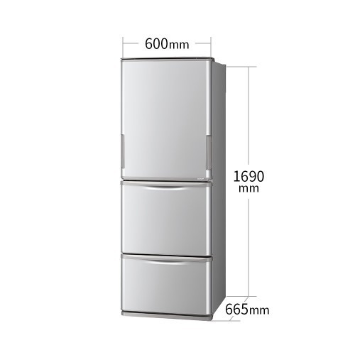 【標準設置対応付】シャープ SJ-W354H-S 冷蔵庫 （350L・どっちもドア） 3ドア シルバー系