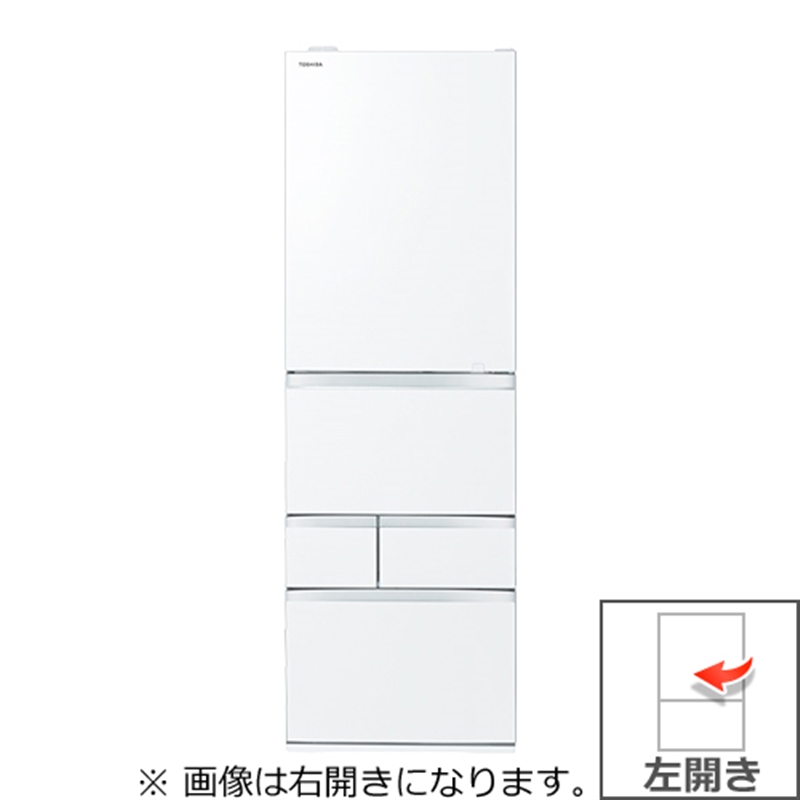 【標準設置対応付】東芝 冷蔵庫（501L・左開き） 5ドア VEGETAクリアグレインホワイト GR-T500GZL（UW）