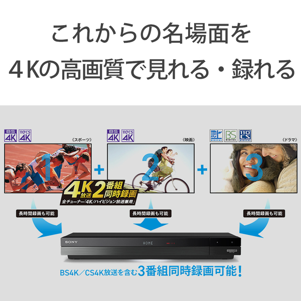 【ソニー】BDZ-FBT6100 ブルーレイディスクレコーダー トリプルチューナー 6TB 4K放送2番組同時録画対応