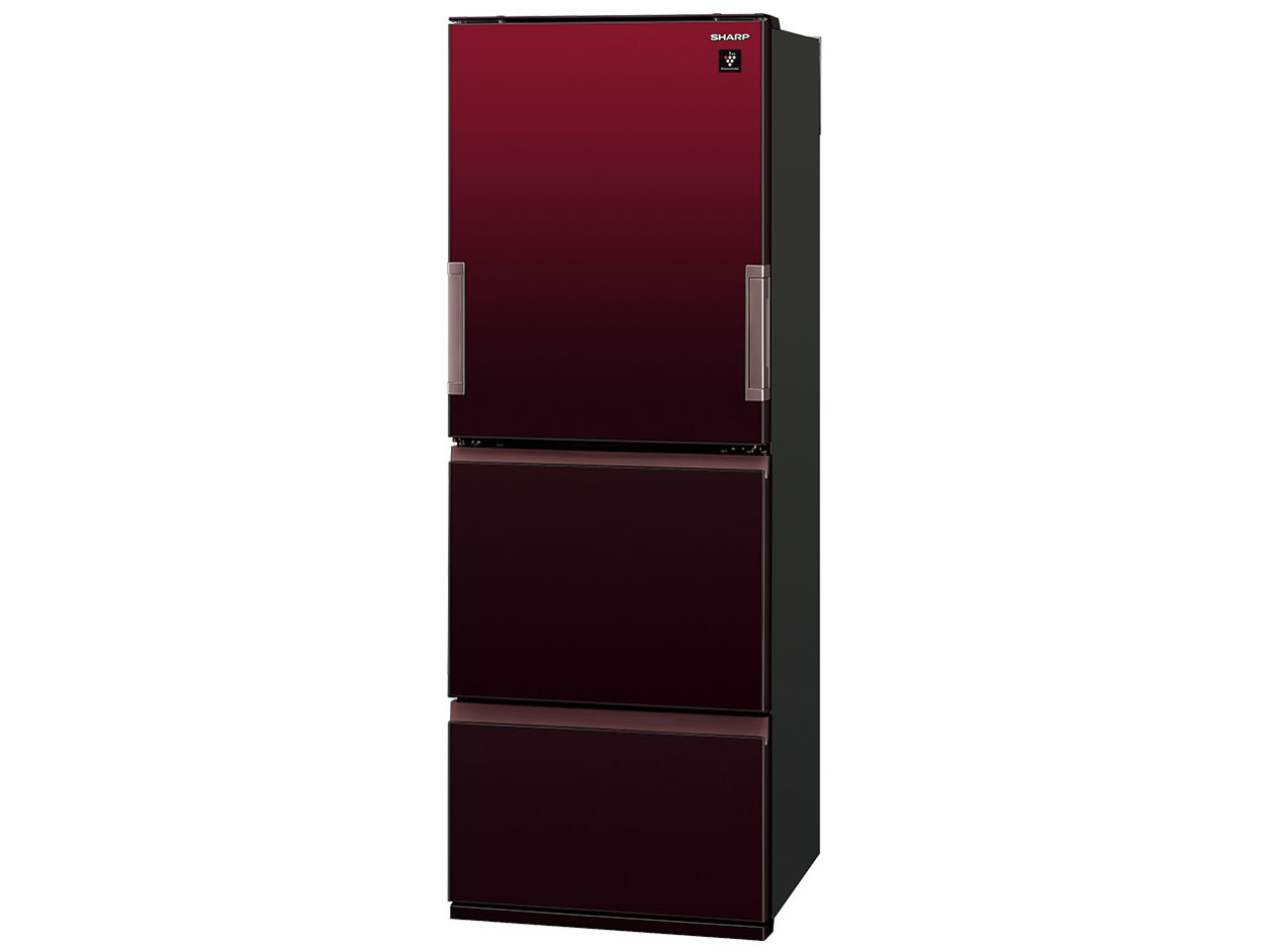 【標準設置対応付】シャープ   プラズマクラスター冷蔵庫 （350L・どっちもドア） 3ドア Gレッド  SJ-GW35G-R