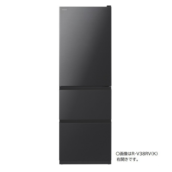 【標準設置対応付】日立 R-V38RVL K 冷蔵庫（375L・左開き） 3ドア ブリリアントブラック