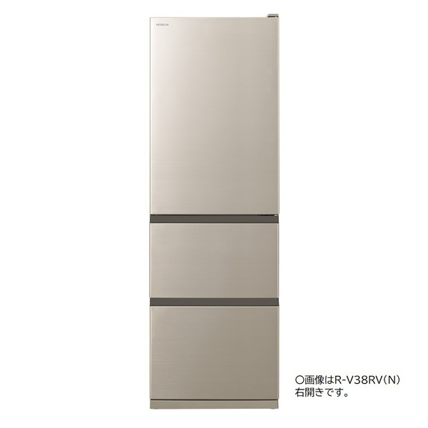 【標準設置対応付】日立 R-V38RV N 冷蔵庫（375L・右開き） 3ドア シャンパン