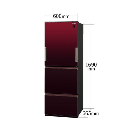 【標準設置工事付】シャープ　SJ-GW35H-R プラズマクラスター冷蔵庫  3ドア 除菌機能  グラデーションレッド